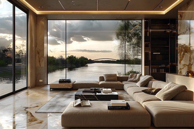 Upscale residential property with elegant furnishings and contemporary living spaces